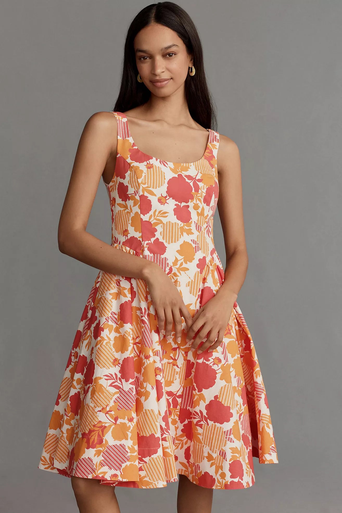 By Anthropologie Sleeveless Scoop-Neck Basque-Waist Midi Dress