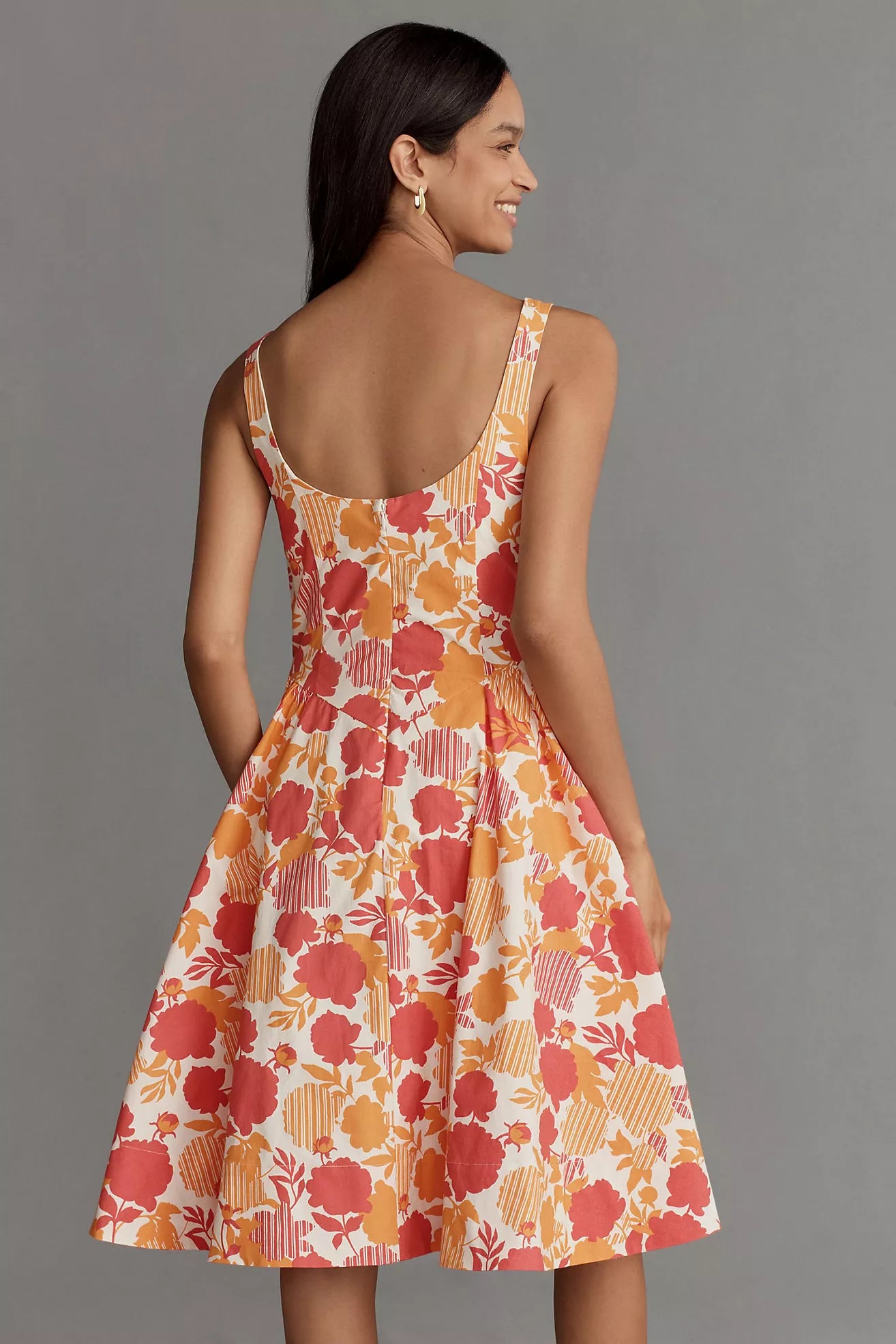 By Anthropologie Sleeveless Scoop-Neck Basque-Waist Midi Dress