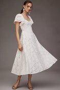 Load image into Gallery viewer, Extro&Vert Ada Flutter-Sleeve Broderie Midi Dress
