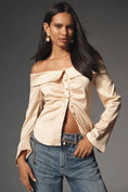 Load image into Gallery viewer, By Anthropologie Off The Shoulder Collared Silky Shirt
