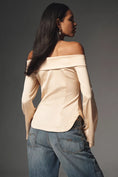 Load image into Gallery viewer, By Anthropologie Off The Shoulder Collared Silky Shirt
