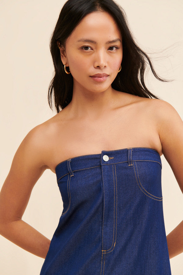 Mare Mare Strapless Denim Skirt Dress