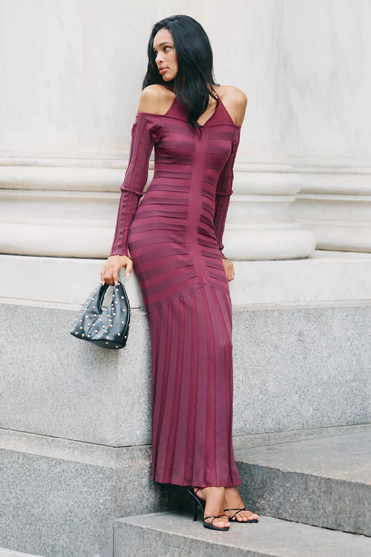 By Anthropologie Off-Shoulder Ruched Sweater Dress