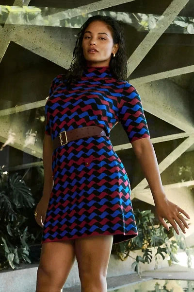 The Annalise Mock-Neck Mini Sweater Dress by Maeve