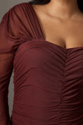 Load image into Gallery viewer, By Anthropologie Long-Sleeve Ruched Slim Midi Dress
