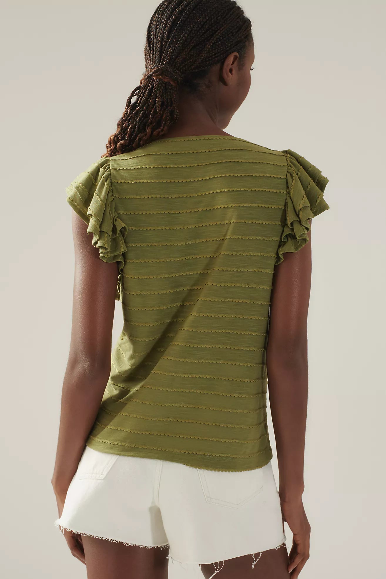 By Anthropologie Flutter-Sleeve Top