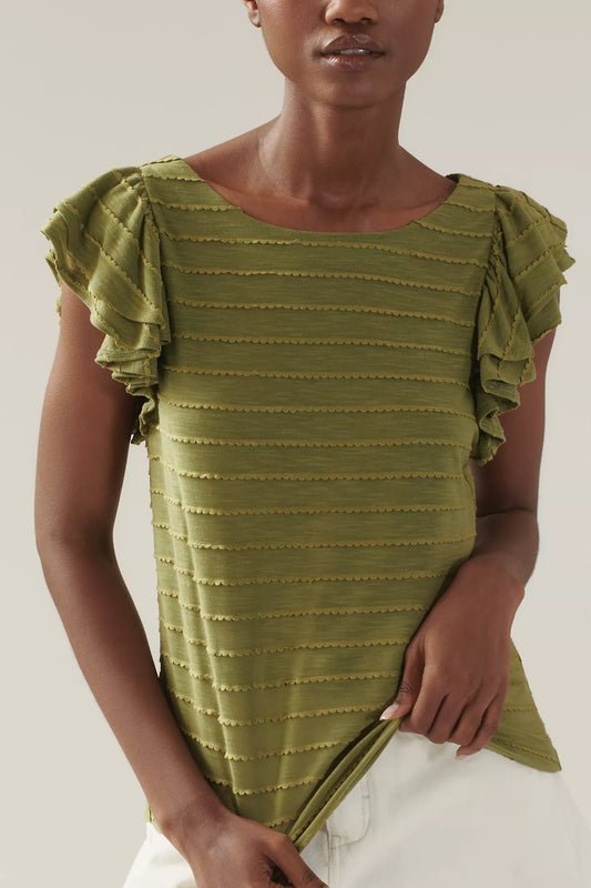 By Anthropologie Flutter-Sleeve Top