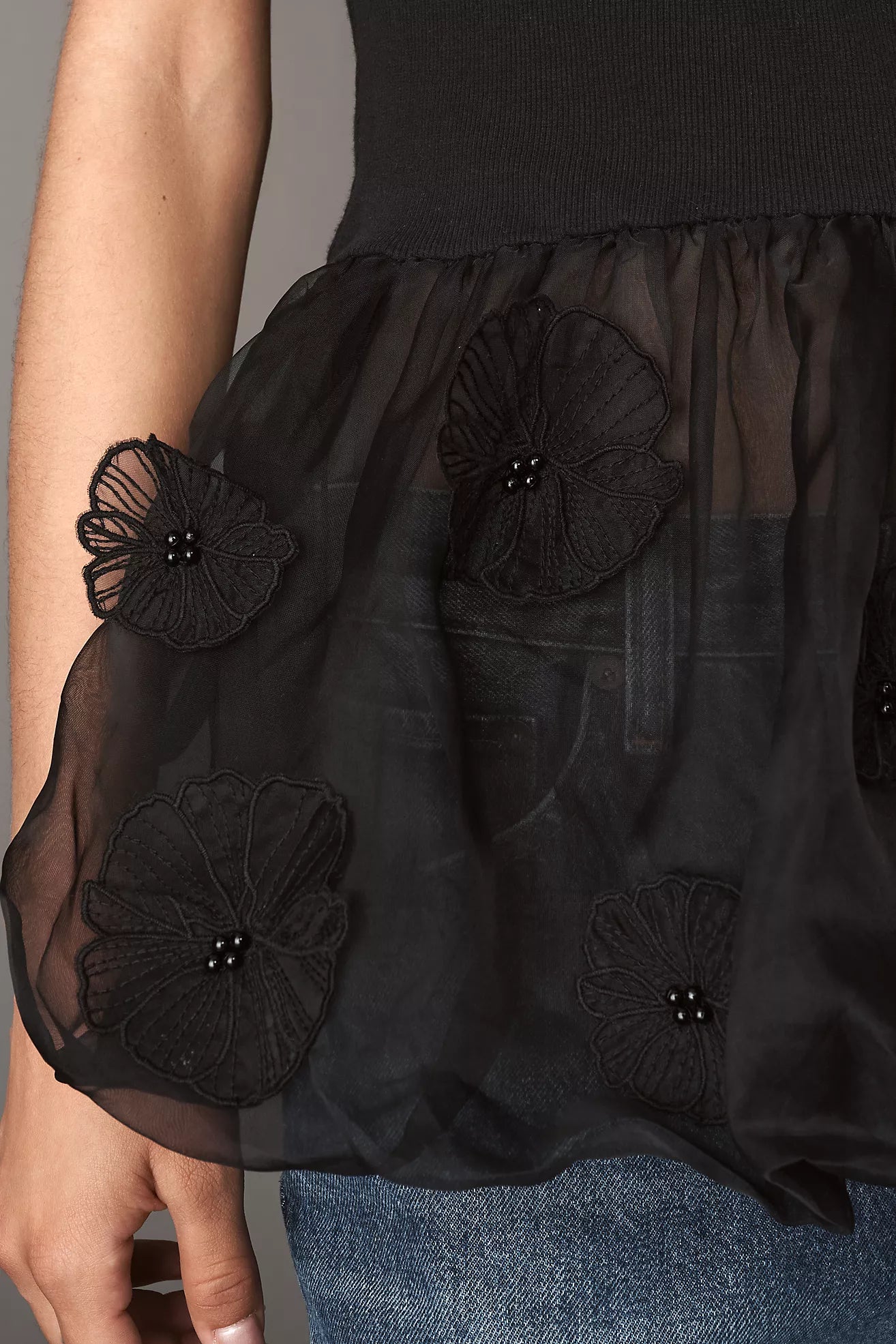 By Anthropologie 3D Floral Peplum Top