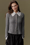 Load image into Gallery viewer, Maeve Lace-Collar Cardigan Sweater
