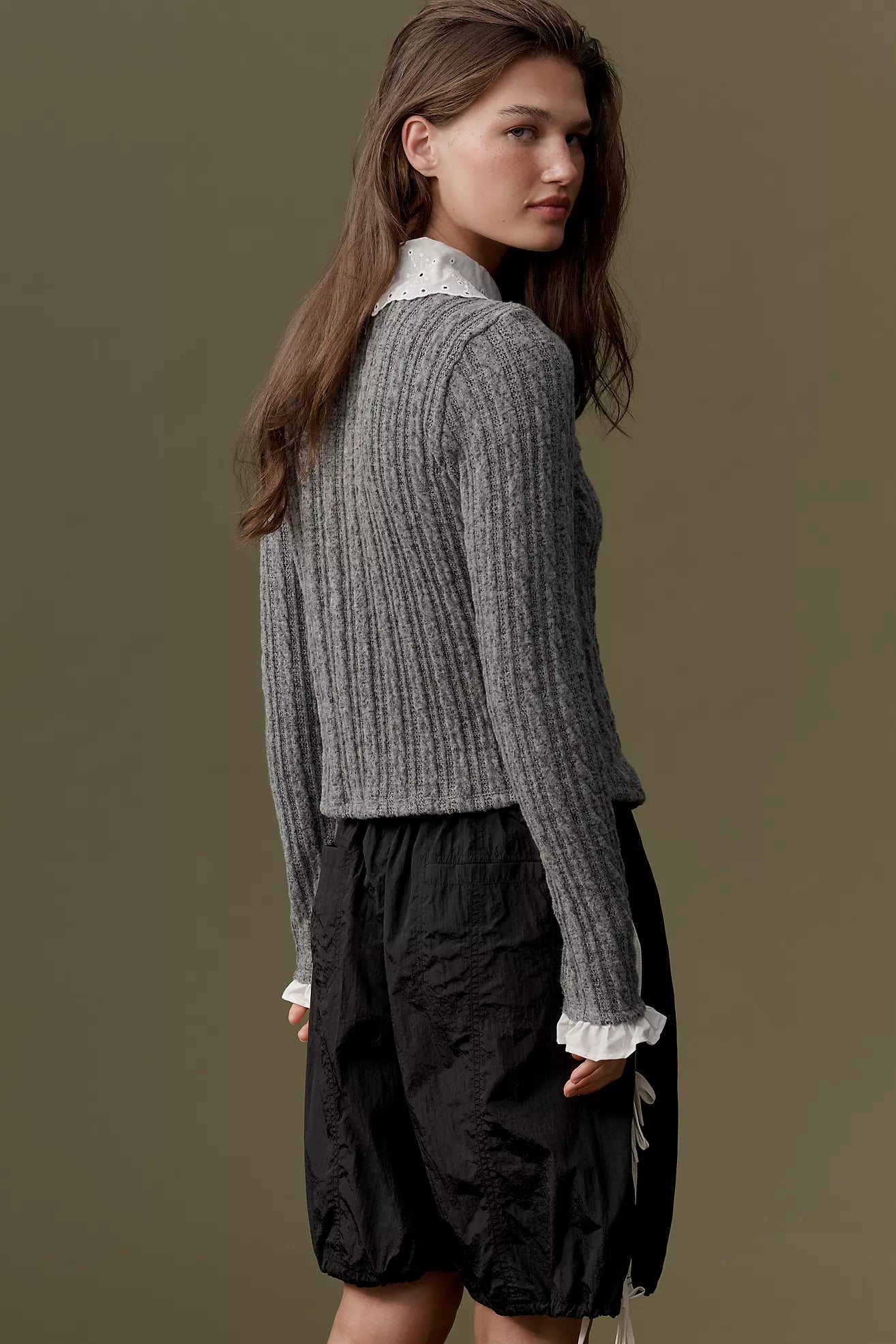 Maeve Lace-Collar Cardigan Sweater