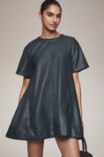 Load image into Gallery viewer, The Emmy Faux Leather Short-Sleeve Mini Dress by Maeve
