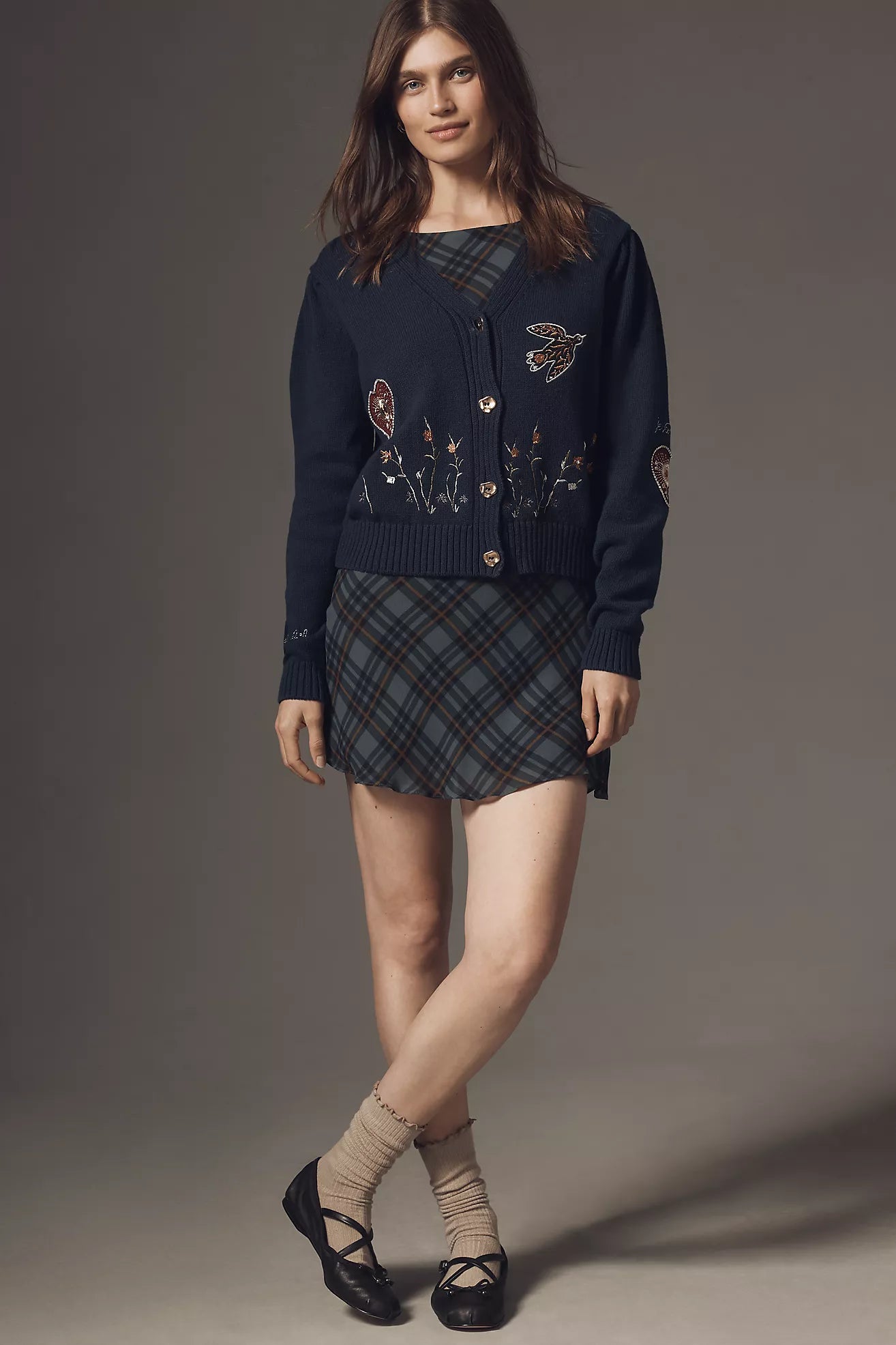 Maeve Embellished V-Neck Cardigan Sweater