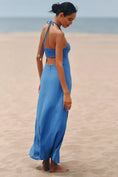 Load image into Gallery viewer, Celandine Linen-Blend Halter Side-Slit Maxi Dress
