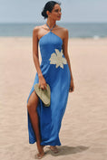 Load image into Gallery viewer, Celandine Linen-Blend Halter Side-Slit Maxi Dress
