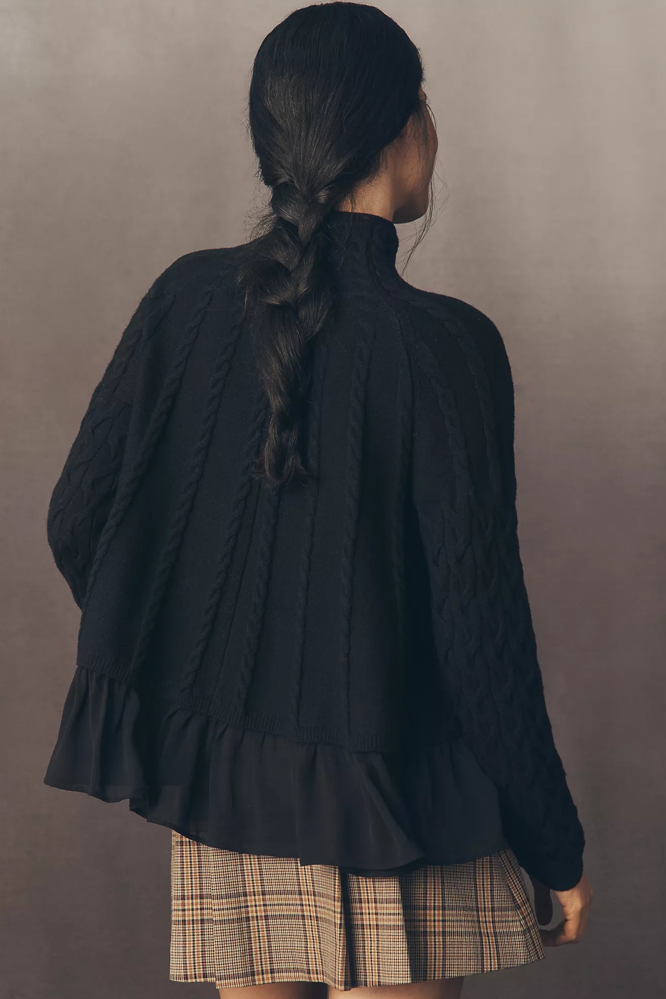 By Anthropologie Mock-Neck Sheer Mixed Media Sweater