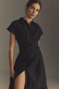 Load image into Gallery viewer, By Anthropologie Short-Sleeve Pleated Midi Shirt Dress

