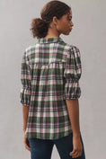Load image into Gallery viewer, The Tallulah Puff-Sleeve Plaid Buttondown Top by Pilcro
