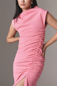 Load image into Gallery viewer, The Maya Ruched Cowl-Neck Dress
