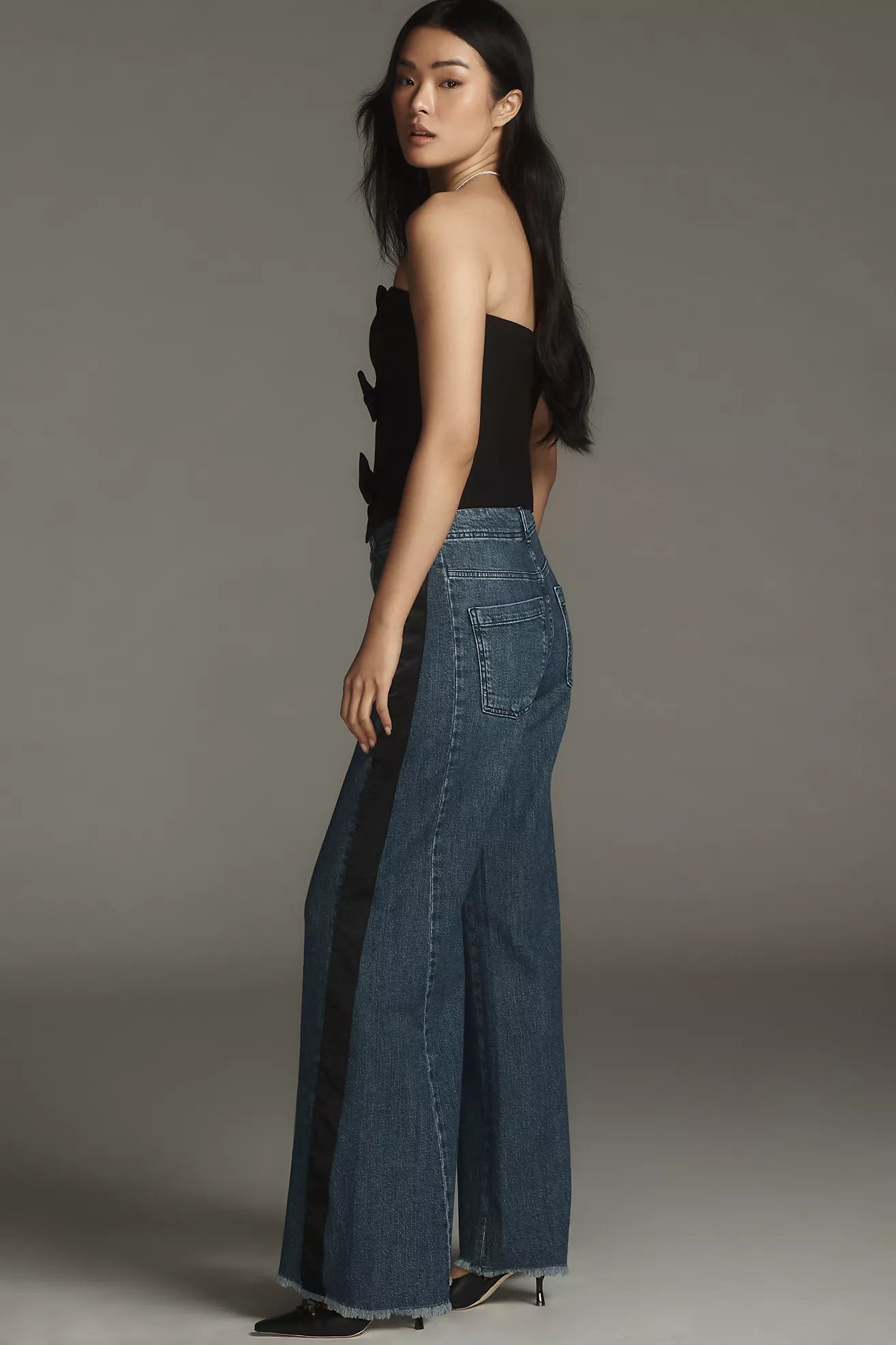 The Adi Tuxedo Mid-Rise Flare Jeans by Pilcro
