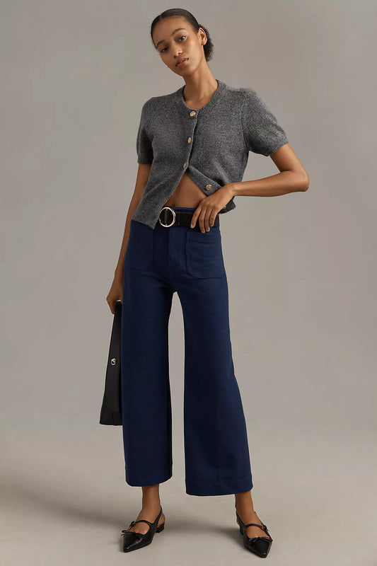 The Colette Brushed Knit Crop Wide-Leg Pants by Maeve