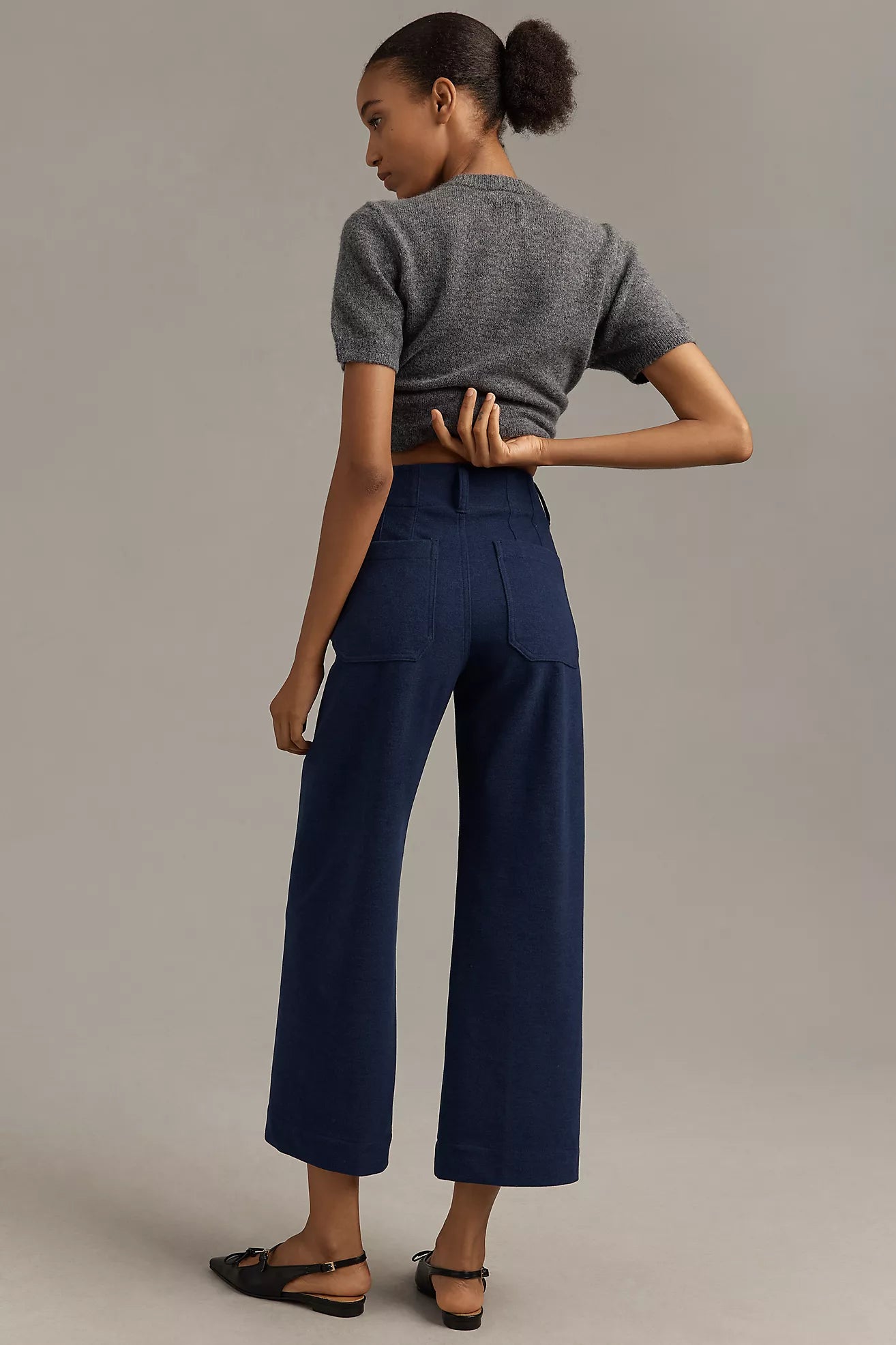 The Colette Brushed Knit Crop Wide-Leg Pants by Maeve