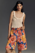 Load image into Gallery viewer, Farm Rio x Anthropologie Linen Blend Belted Floral Bermuda Shorts
