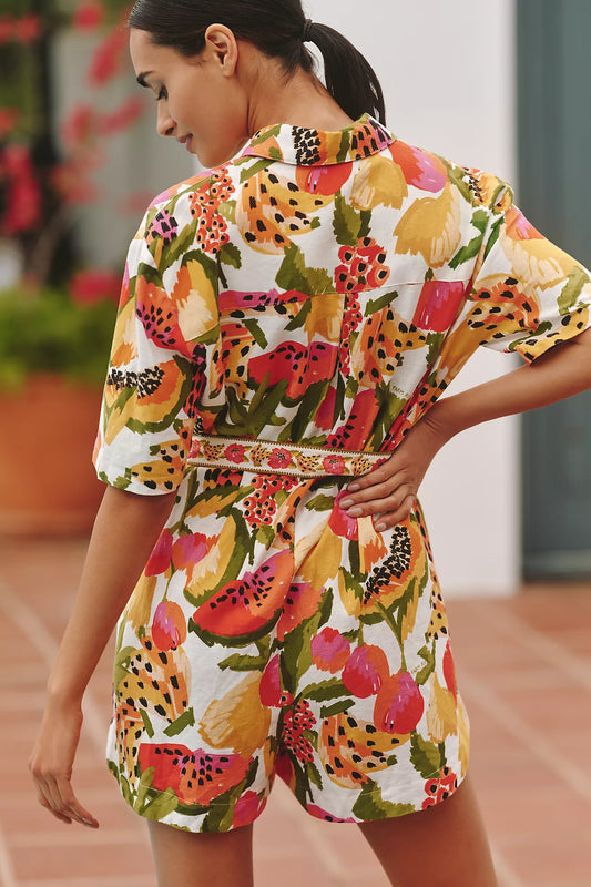 Farm Rio Paradise Short-Sleeve Romper