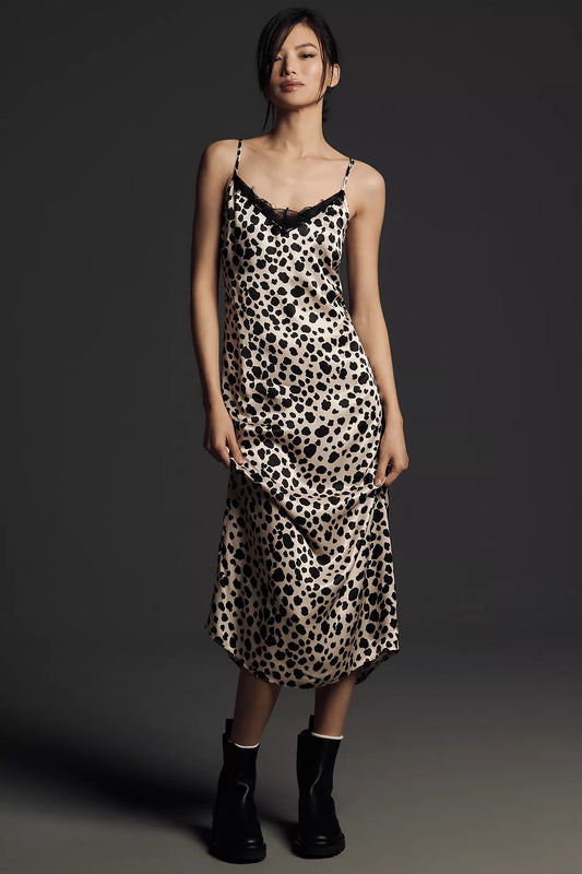 By Anthropologie V-Neck Open-Back Slip Midi Dress