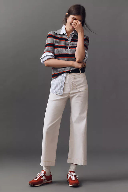 The Colette Cropped Wide-Leg Pants by Maeve: Contrast-Stitch Edition