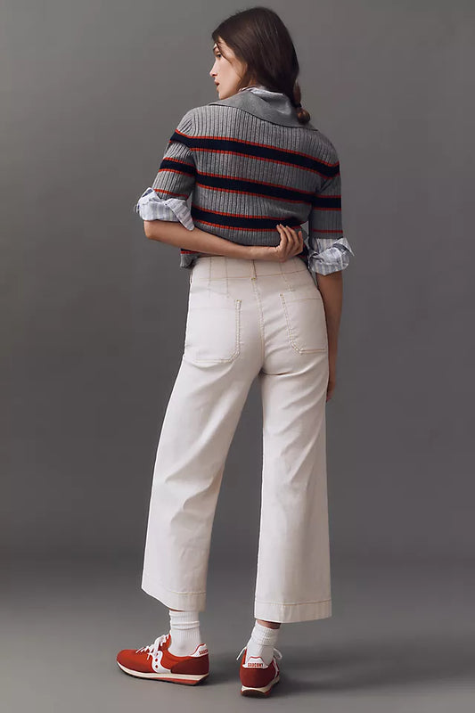 The Colette Cropped Wide-Leg Pants by Maeve: Contrast-Stitch Edition