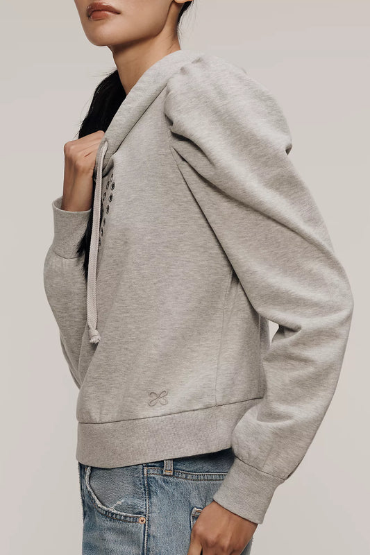 Maeve Puff-Sleeve Grommet Heart Sweatshirt