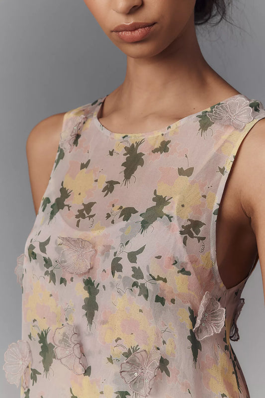 Pinnacle by Shruti Sancheti Sheer Floral Mini Dress