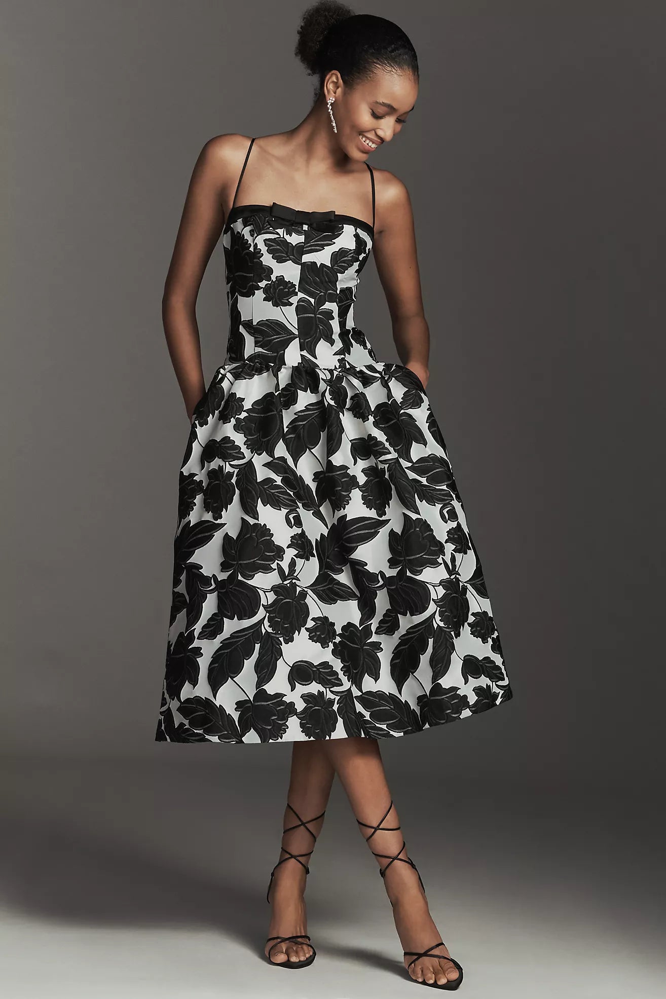 Maeve Sleeveless Jacquard Drop-Waist Midi Dress