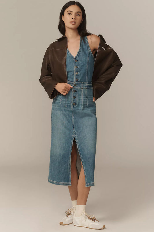 Pilcro Denim Vest Twofer Midi Dress