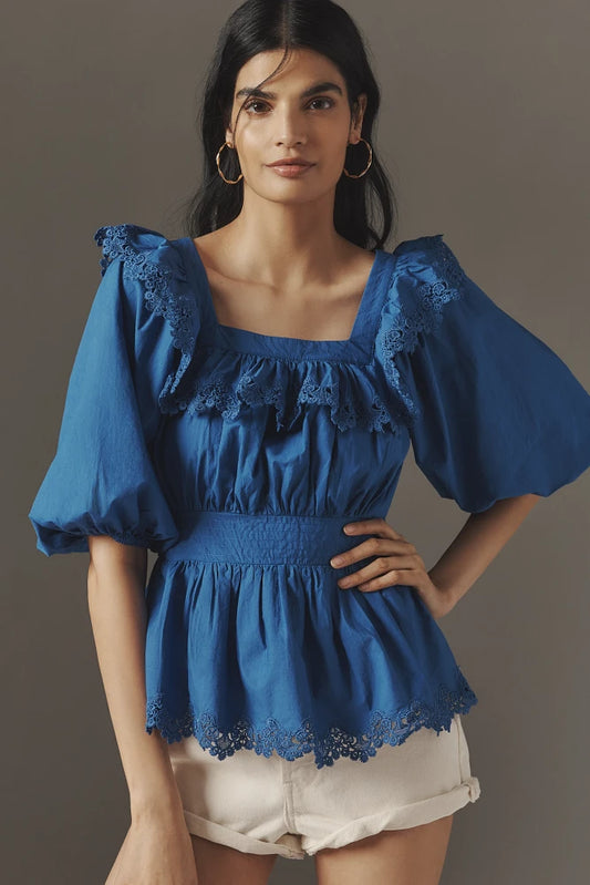 Maeve Peplum Eyelet Blouse