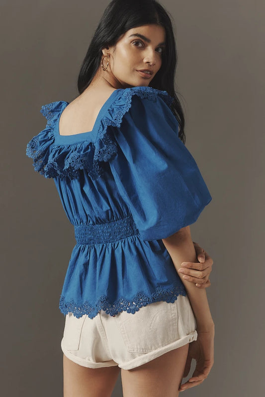 Maeve Peplum Eyelet Blouse