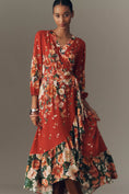 Load image into Gallery viewer, Farm Rio Long-Sleeve Floral Wrap Midi Dress
