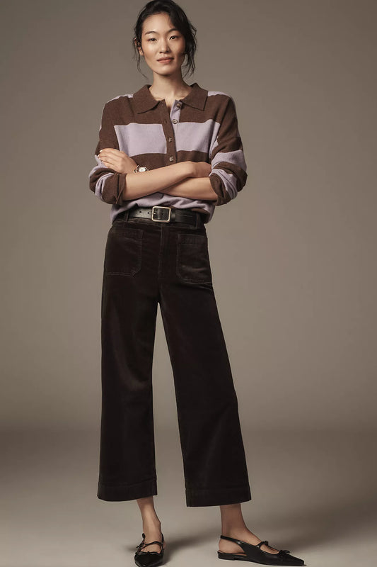 The Colette Corduroy Crop Wide-Leg Pants by Maeve
