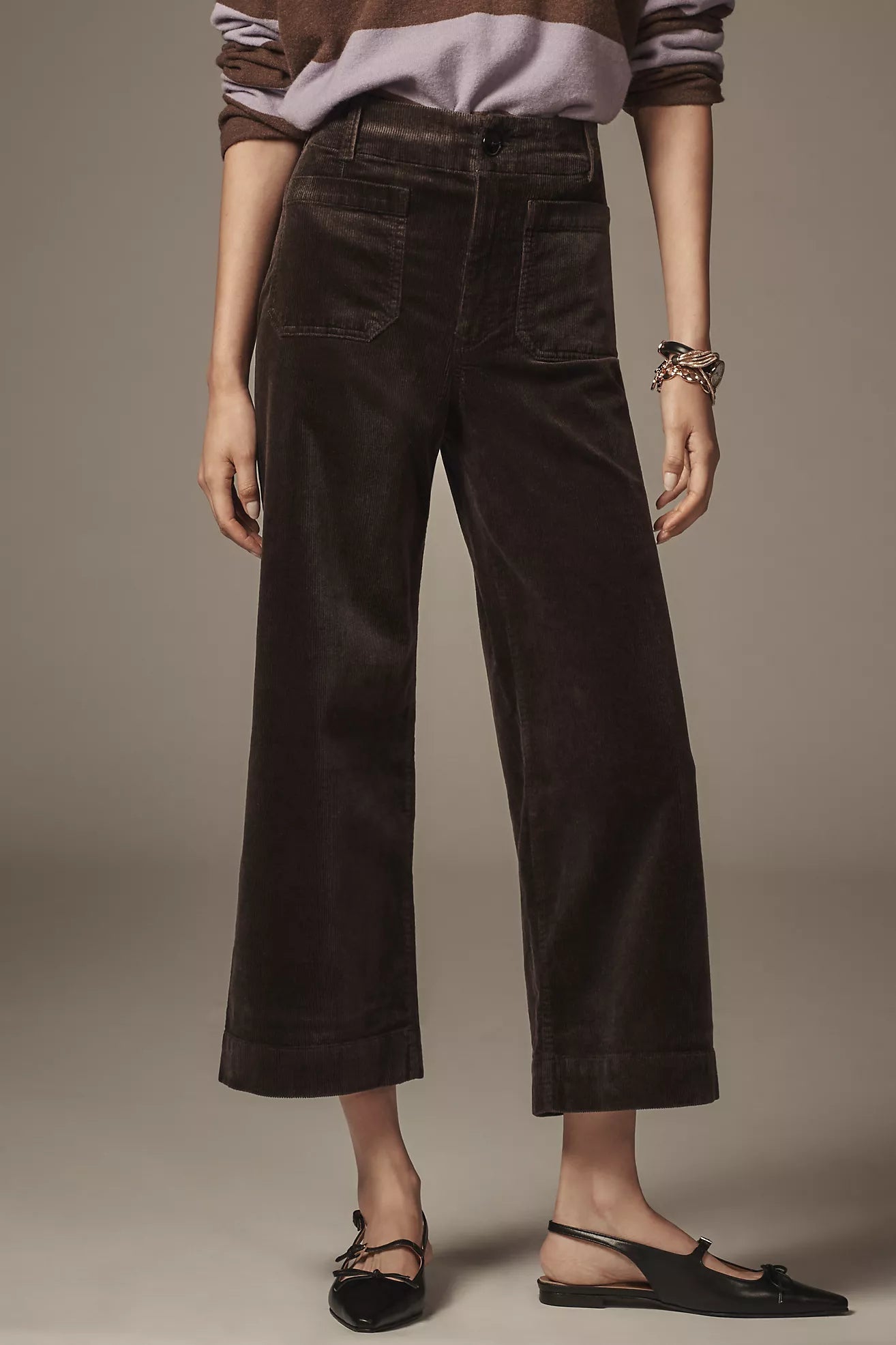 The Colette Corduroy Crop Wide-Leg Pants by Maeve