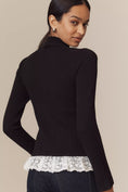 Load image into Gallery viewer, By Anthropologie Mock-Neck Ruffled Lace Cardigan Sweater
