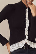 Load image into Gallery viewer, By Anthropologie Mock-Neck Ruffled Lace Cardigan Sweater

