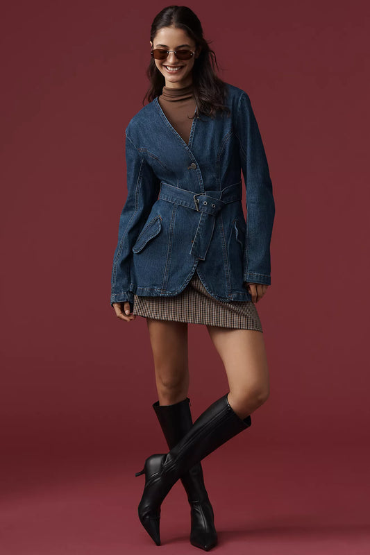 By Anthropologie Belted Denim Jacket