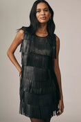 Load image into Gallery viewer, Siempre Faux Leather Fringe Shift Dress
