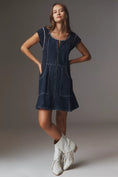 Load image into Gallery viewer, Pilcro Cap-Sleeve Denim Swing Mini Dress
