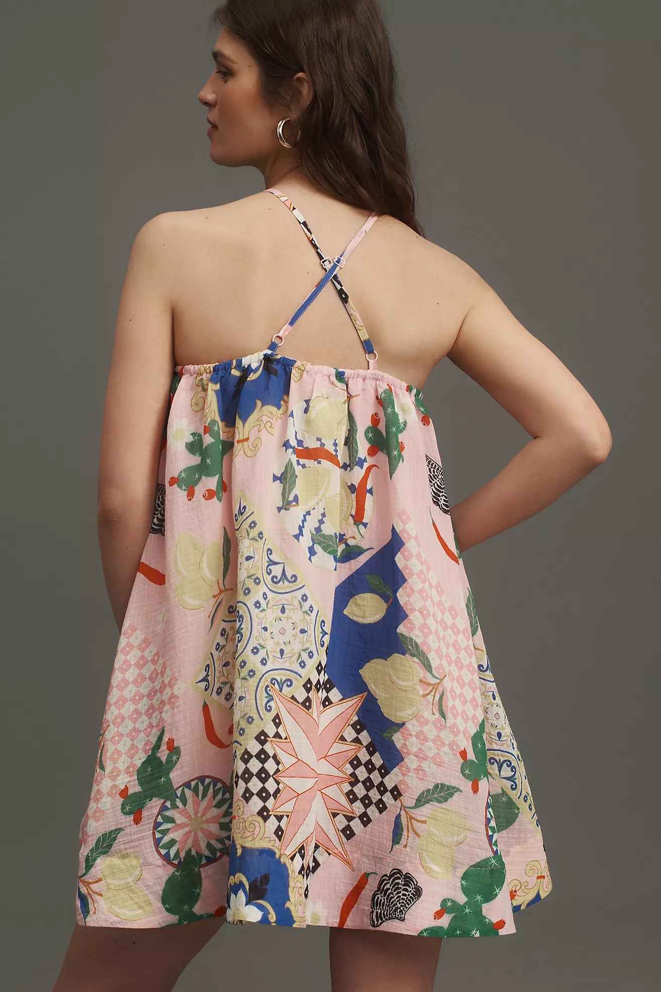 Maeve Printed Halter Swing Mini Dress