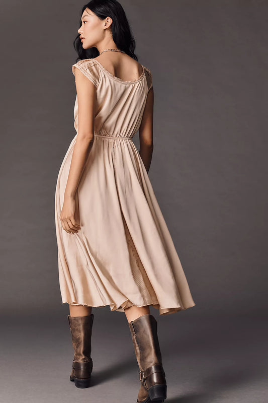 By Anthropologie Sleeveless Hanky-Hem Midi Dress