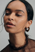 Load image into Gallery viewer, Mod Shaped Stone Hoop Earrings
