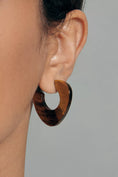 Load image into Gallery viewer, Mod Shaped Stone Hoop Earrings
