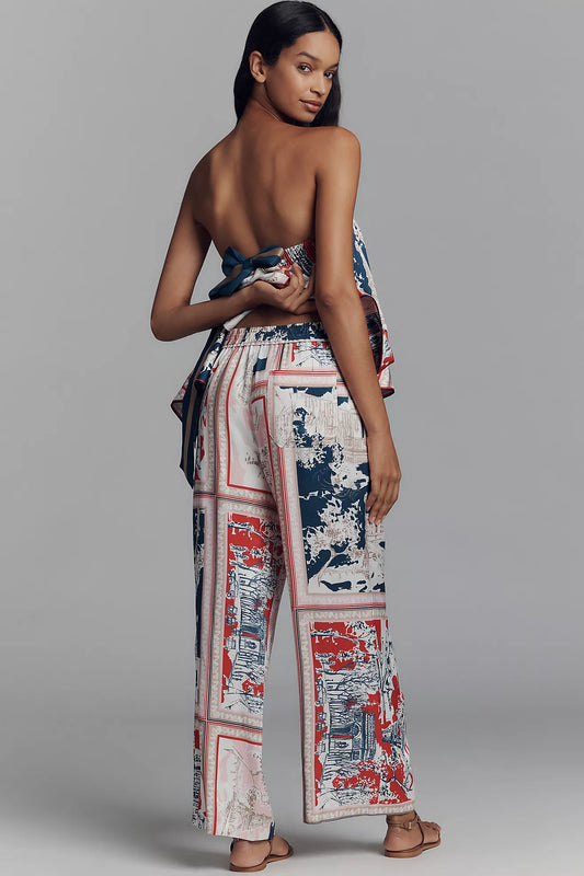 Maeve Low-Slung Printed Wide-Leg Trousers