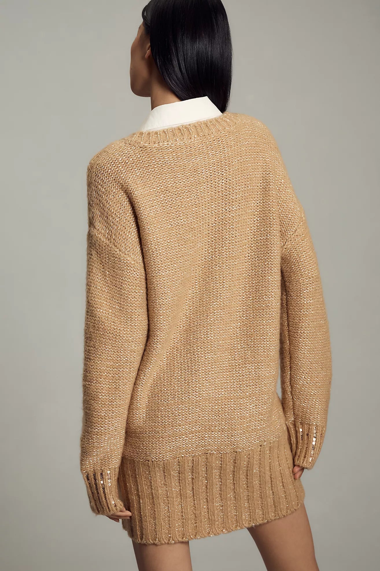Maeve Layered Sparkle Cardigan Sweater Mini Dress